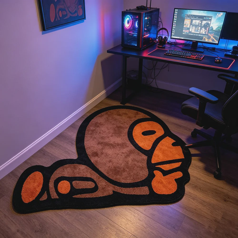 Creatief Aap Vorm Tapijt - Uniek Cartoon Design voor Gaming Kamer & Slaapkamer