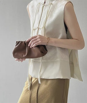 Chique Jacquard Vest met Knopen en Opstaande Kraag - Retro Stijl