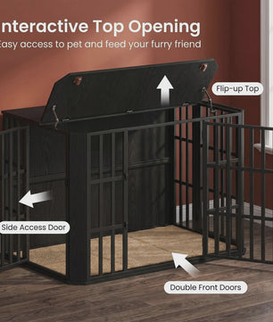 Luxe Houten Hondenkennel met Dubbele Deuren en Bovenklep - 120x75x81 cm