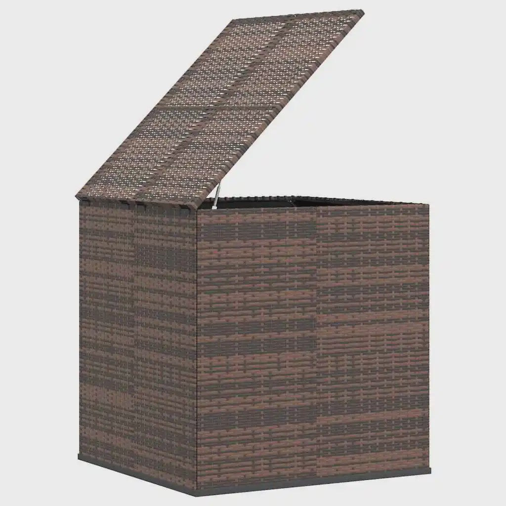 Bruine PE Rotan Kussenbox 100x97.5x104 cm - Weerbestendige Tuinopbergbox