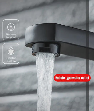 Zwarte Vierkante Wastafelkraan - Mengkraan voor Warm & Koud Water - Anti-Splash