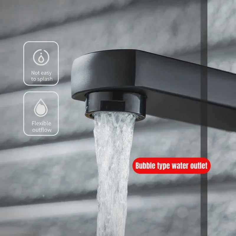 Zwarte Vierkante Wastafelkraan - Mengkraan voor Warm & Koud Water - Anti-Splash