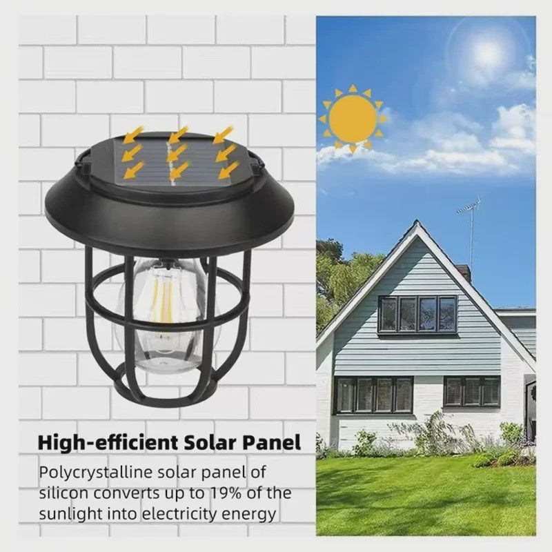 Solar Buitenlamp met Hangende Lantaarn - Decoratieve Tuinverlichting voor Pad, Oprit & Muur