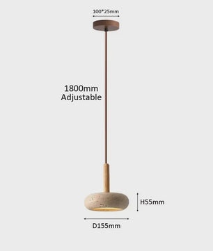 Wabi Sabi Hanglamp Geel Natuursteen met Hout - Sfeervolle Verlichting voor Eetkamer & Slaapkamer
