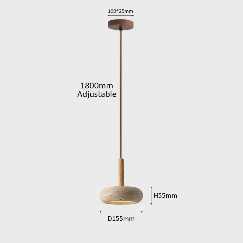 Wabi Sabi Hanglamp Geel Natuursteen met Hout - Sfeervolle Verlichting voor Eetkamer & Slaapkamer