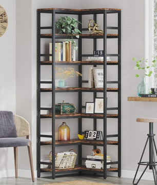 Industriële Hoek Boekenkast 7 Lagen - 200cm Hoog - Stijlvol en Ruim