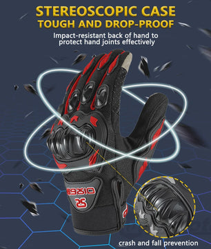 Ademende Motorhandschoenen Volledige Vinger - Anti-slip, Slijtvast & Touchscreen Compatibel