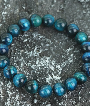 Premium Blauwe Tijgeroog Kralen Armband - Unisex, Meditatie & Helende Sieraden