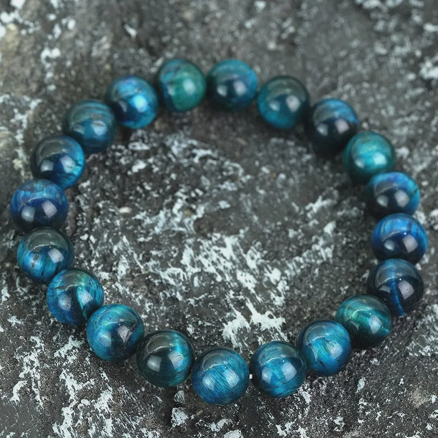 Premium Blauwe Tijgeroog Kralen Armband - Unisex, Meditatie & Helende Sieraden