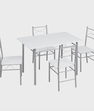 Eetkamer Set: Tafel met 4 Stoelen - Metaal Frame - Compact & Stijlvol