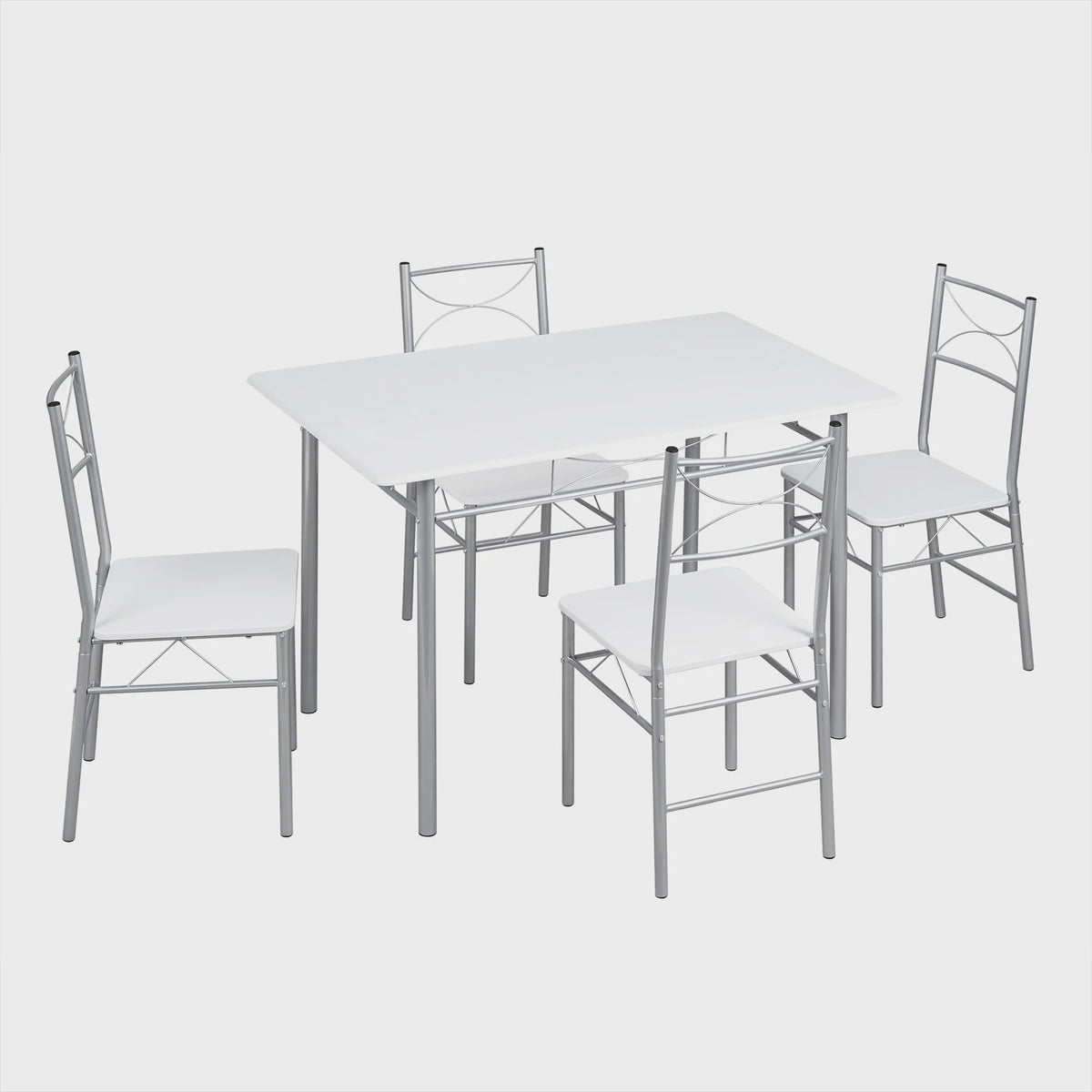 Eetkamer Set: Tafel met 4 Stoelen - Metaal Frame - Compact & Stijlvol