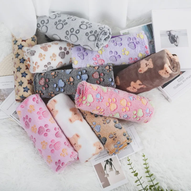 Zachte Fluwelen Deken voor Huisdieren - Warm & Comfortabel met Schattige Pootafdrukken