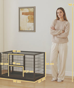 Robuuste Hondenkooi Zwart 94x60x64 cm met Zonnedak en Voerluik