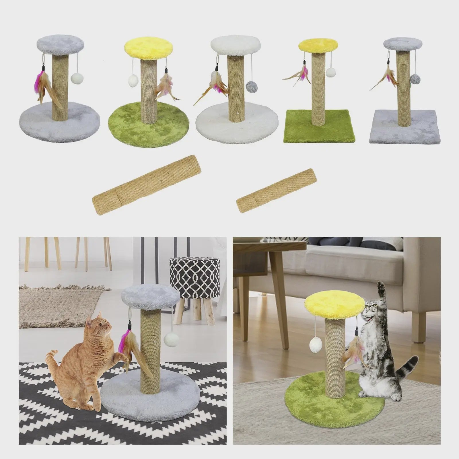 Kattenkrabpaal met Sisal Touw en Speeltjes - Beschermt uw Meubels