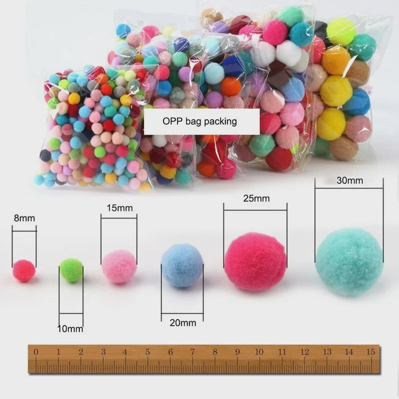 Mix van Zachte Pompoms (8-30mm) voor Knutselen, Decoratie & Speelgoed