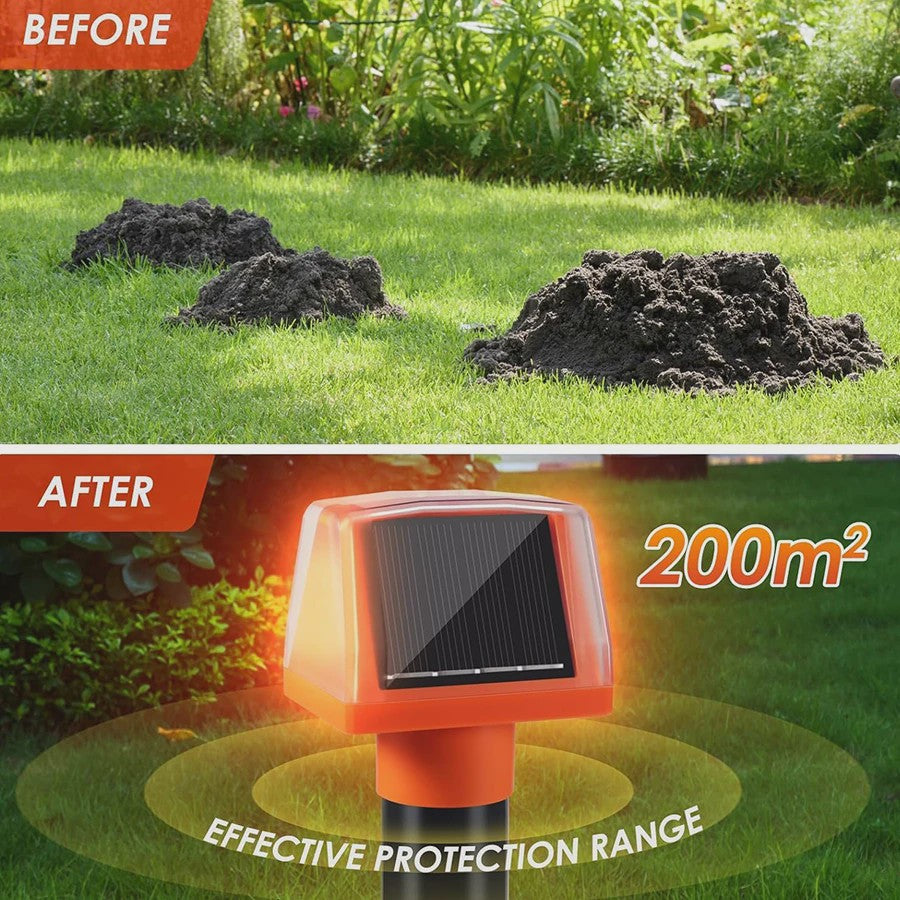 Solar Aangedreven Ongedierteverjager Mollen & Slangen - Waterdicht met LED & Buzzer