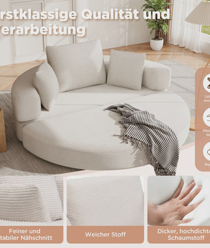 Modulaire Slaapbank Ovaal - Ribstof - Multifunctioneel en Flexibel