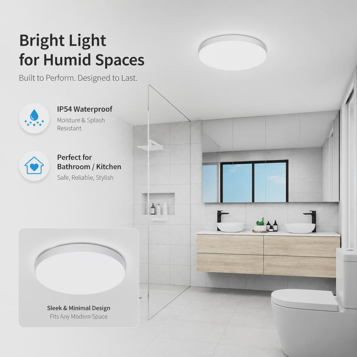Ultra-dunne Ronde LED Plafondlamp Waterdicht Flush Mount 6500K Daglicht