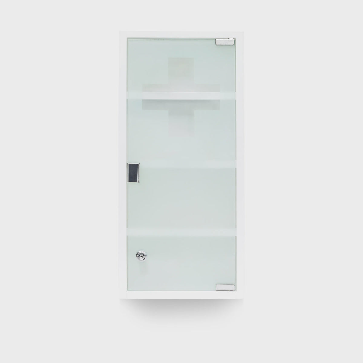 Afsluitbare Medicijnkast met Glazen Deur - Wit, 4 Vakken, 57x27x12 cm