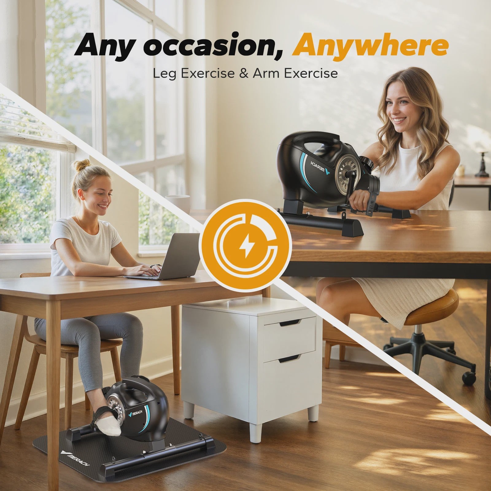 MERACH Mini Hometrainer Fiets - Stille Onder Desk Bike met App voor Arm & Been Training