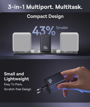 Baseus 100W GaN Snellader: Laad Laptop, Tablet & Telefoon Snel Op