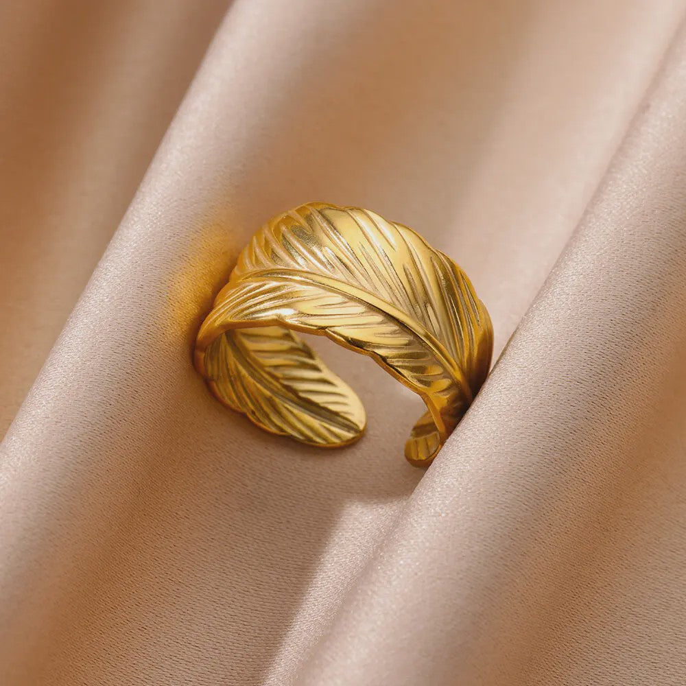 Gouden Ringen Dames - Roestvrij Staal Chunky Open Ringen Vintage Geometrisch Design