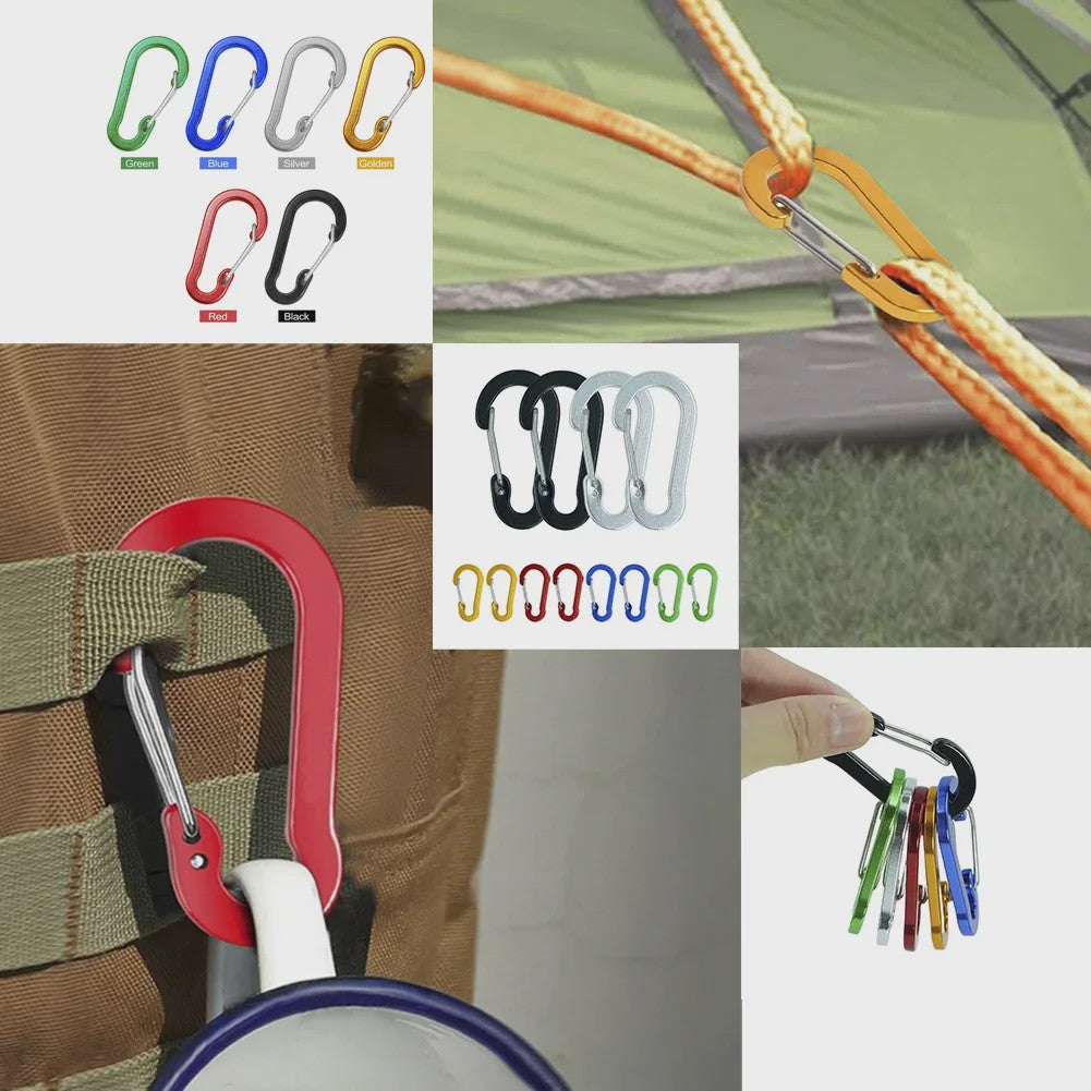 Aluminium Karabijnhaak Clips - Set van 1/6/12 stuks - Sleutelhanger, Outdoor, Camping, Wandelen