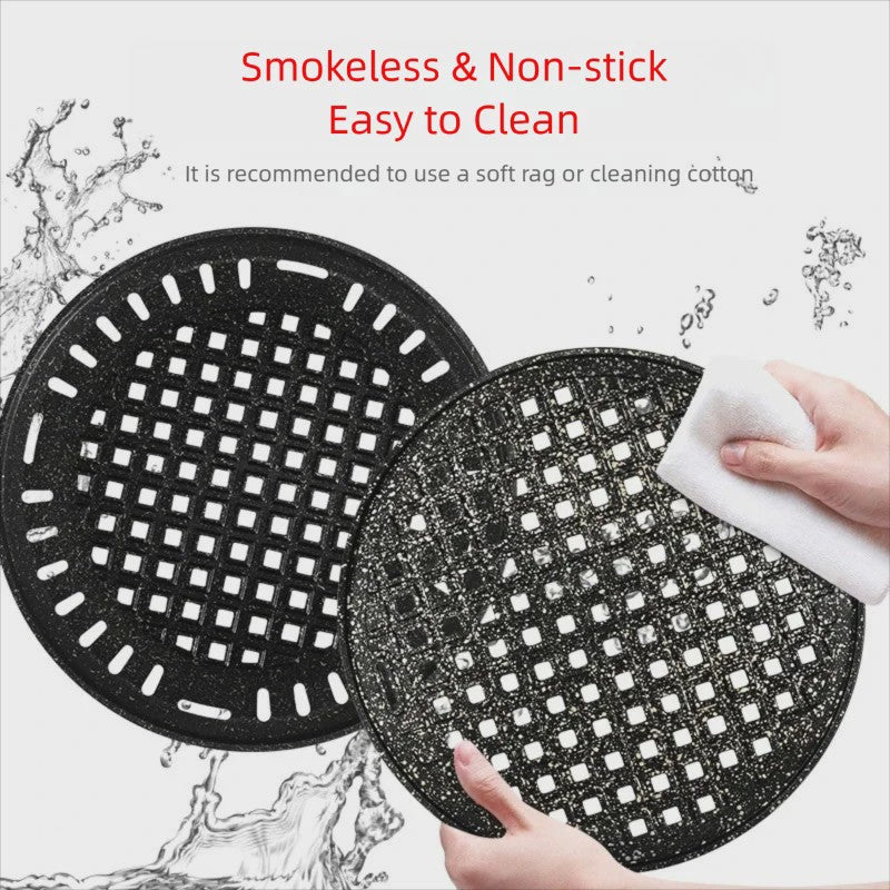 Koreaanse BBQ Grillplaat Rond - Non-stick & Makkelijk Schoon te Maken - Voor Buiten Grillen