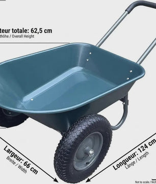 Stevige 2-wiel kruiwagen voor tuin en buiten – 120 kg capaciteit, ijzeren bak & kunststof