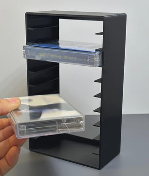 Zwarte Cassette Tape Opbergrek - 10 Vakken - Duurzaam Plastic