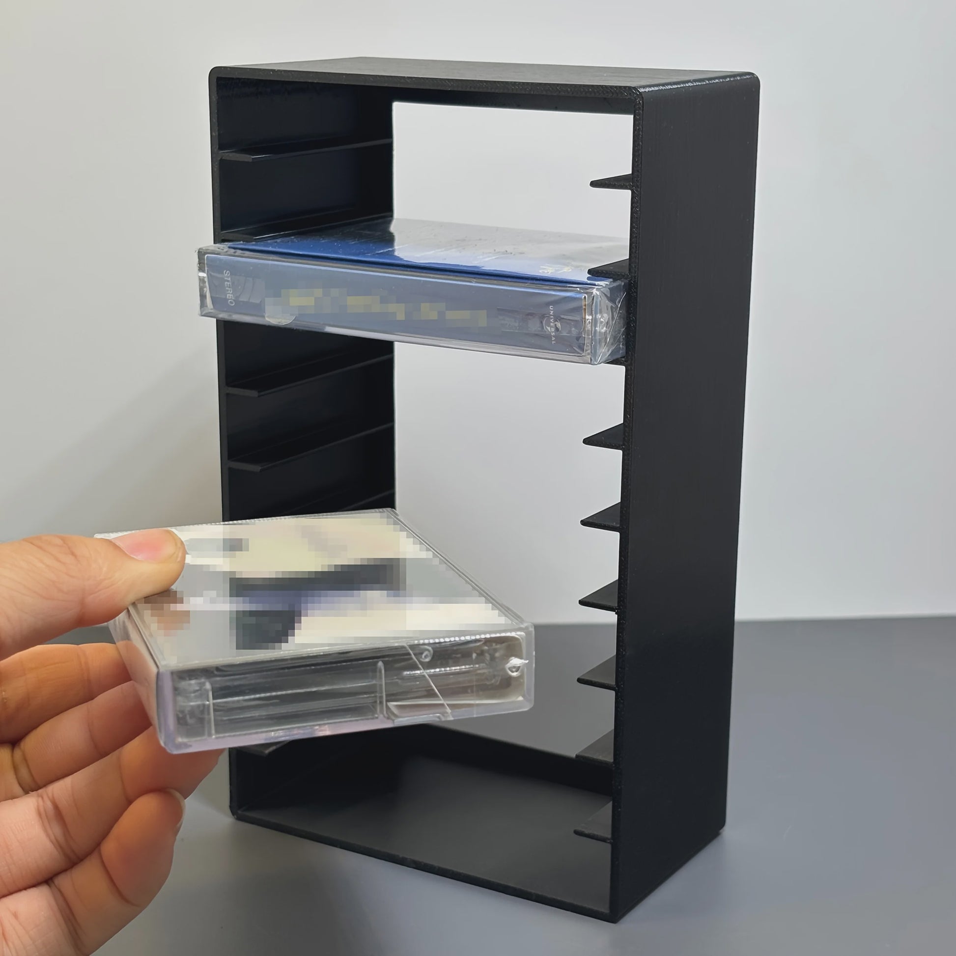 Zwarte Cassette Tape Opbergrek - 10 Vakken - Duurzaam Plastic