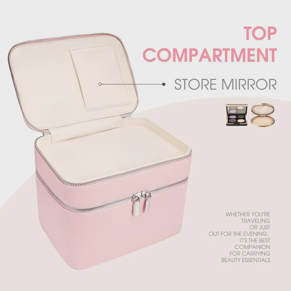 Dubbellaagse Make-up Tas - Draagbare Professionele Cosmetica Organizer met Verstelbare Vakken