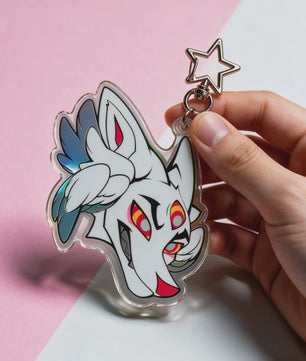 Unieke Vleugels Wolf Sleutelhanger met Derde Oog - Furry Anthro Charm voor Tas Decoratie