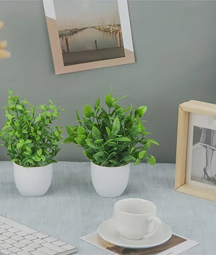 4x Mini Kunstplantjes met Pot - Nep Bonsai Groen voor Huis, Kantoor & Badkamer Decoratie