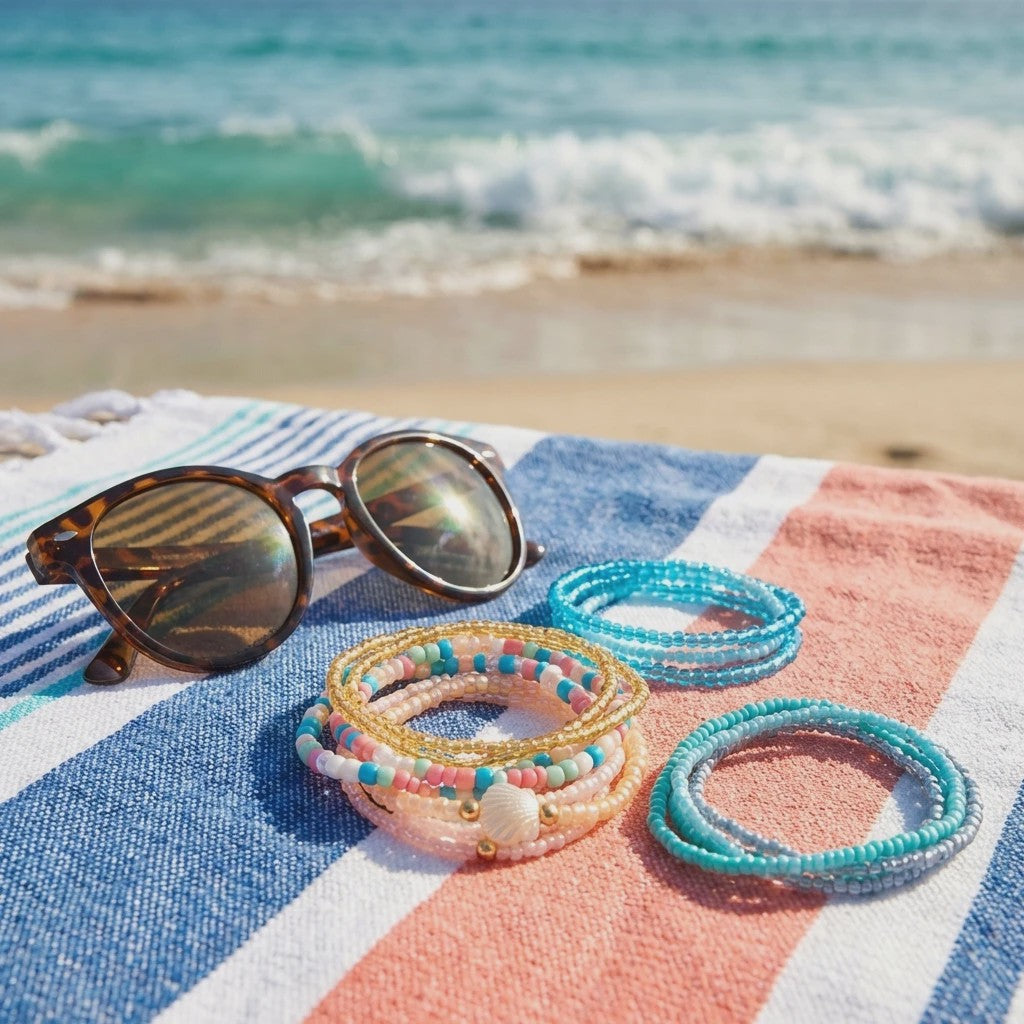 17-delige Boho Kralen Armband Set met Schelpjes - Pastel Kleuren voor Zomer & Strand