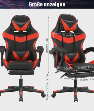 Ergonomische Gaming & Bureau Stoel met Verstelbare Rugleuning en Voetensteun
