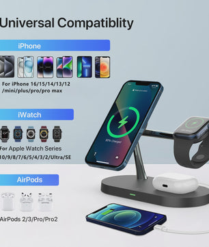3-in-1 Draadloze Oplaadstandaard voor iPhone, Apple Watch & AirPods - Snel & Netjes