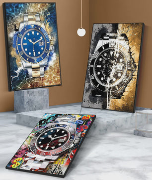 Luxe Horloge Canvas Schilderij - Pop Art Graffiti Muurdecoratie
