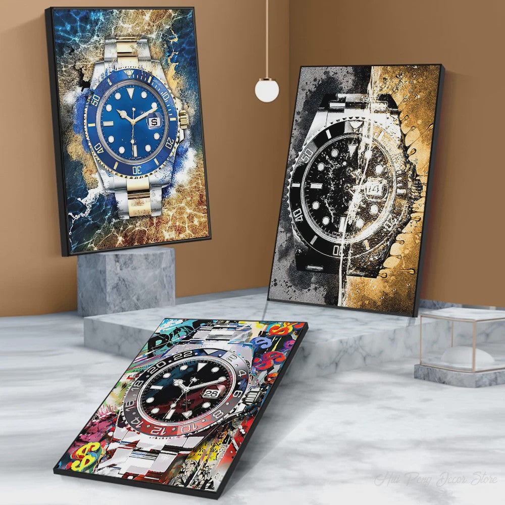 Luxe Horloge Canvas Schilderij - Pop Art Graffiti Muurdecoratie