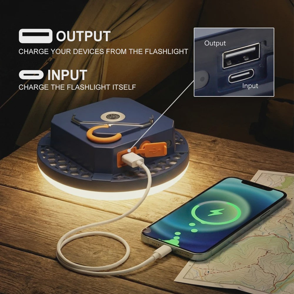Oplaadbare Camping Lantaarn met Powerbank - 3 Lichtstanden, IP65 Waterdicht