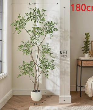 Kunstplant Nandina - Stijlvolle Vloerplant in Grijze Pot voor Binnen