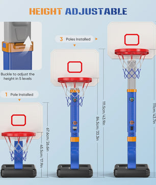 Verstelbare Kinder Basketbalring met Standaard en 4 Ballen - Indoor & Outdoor Speelplezier