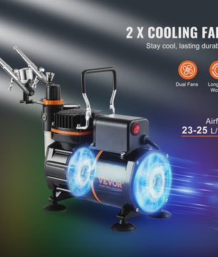 Professionele Airbrush Kit met Dubbele Ventilator Compressor en 3 Airbrushes
