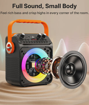 T35 Karaoke Bluetooth Speaker met Dubbele Microfoons en Lichtshow
