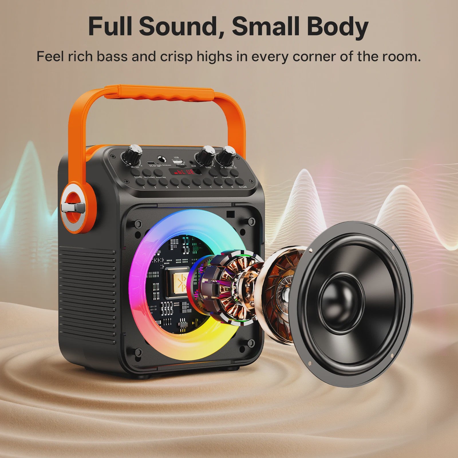 T35 Karaoke Bluetooth Speaker met Dubbele Microfoons en Lichtshow