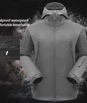 Waterdichte Heren Tactical Set: Softshell Jas & Fleece Cargo Broek voor Outdoor Avonturen