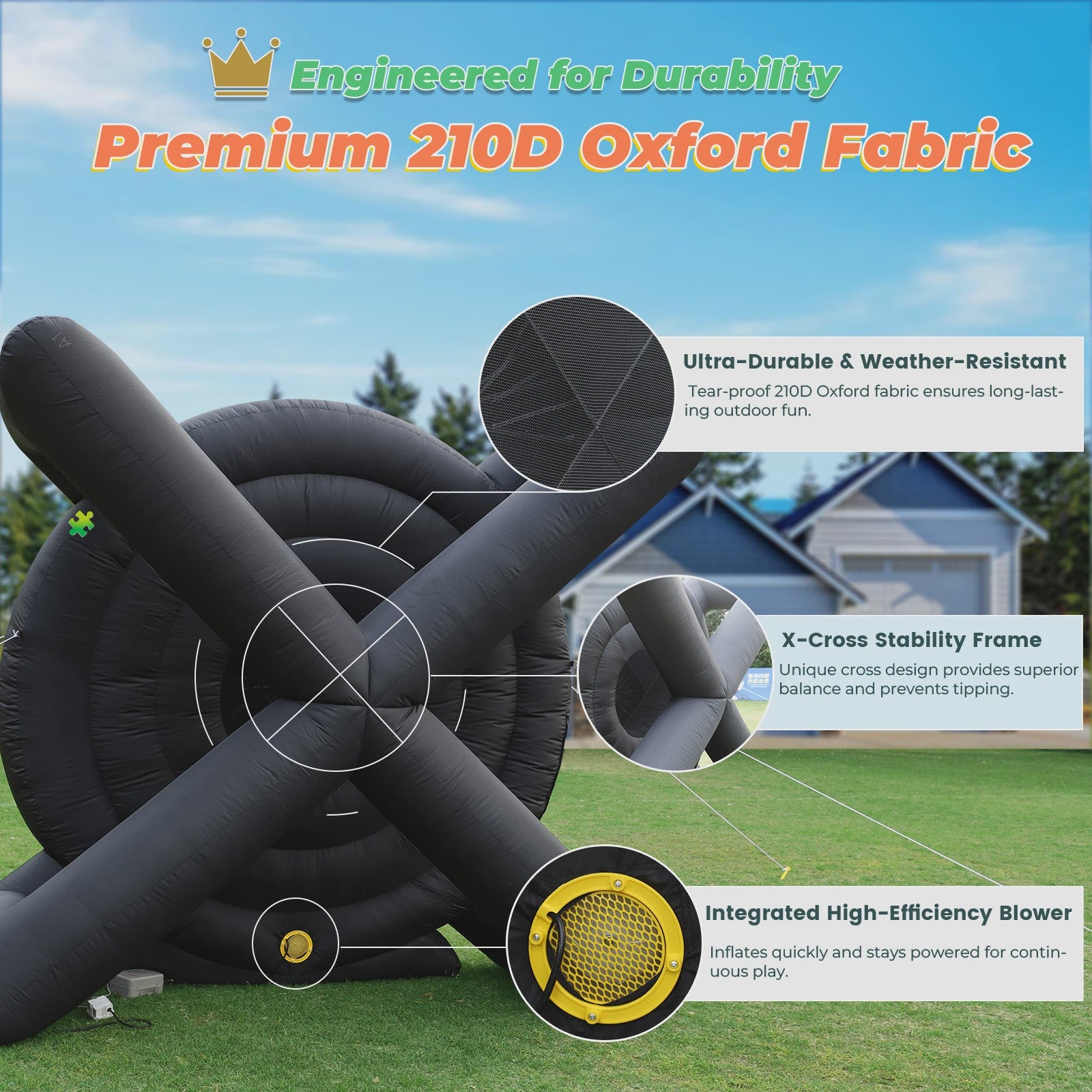 Gigantisch Opblaasbaar Voetbal Darts Bord - 3 Meter Hoog - Inclusief 8 Voetballen & Blower