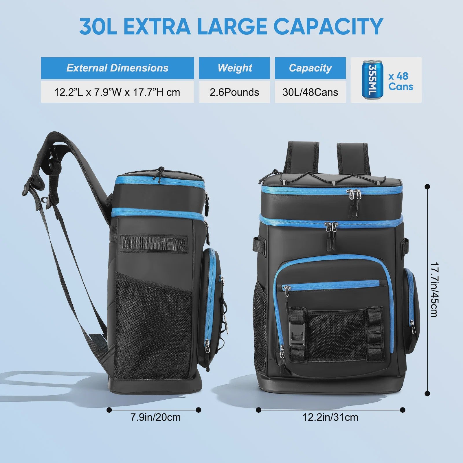 30L Waterproof Insulated Cooler Backpack for Men Women Leak Proof Cooler Rucksack for Camping Beach Fishing Picnic Travel Bag ﻿ ﻿