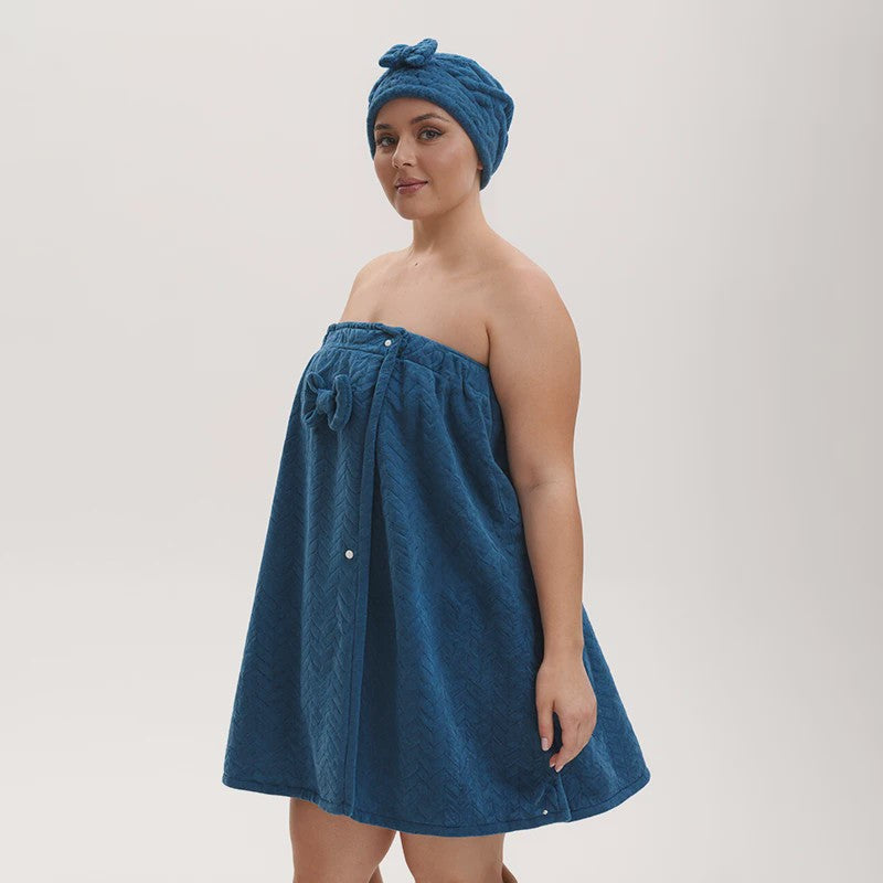 Draagbare Handdoek Set: Badjas Rok & Haarband - Zacht & Absorberend
