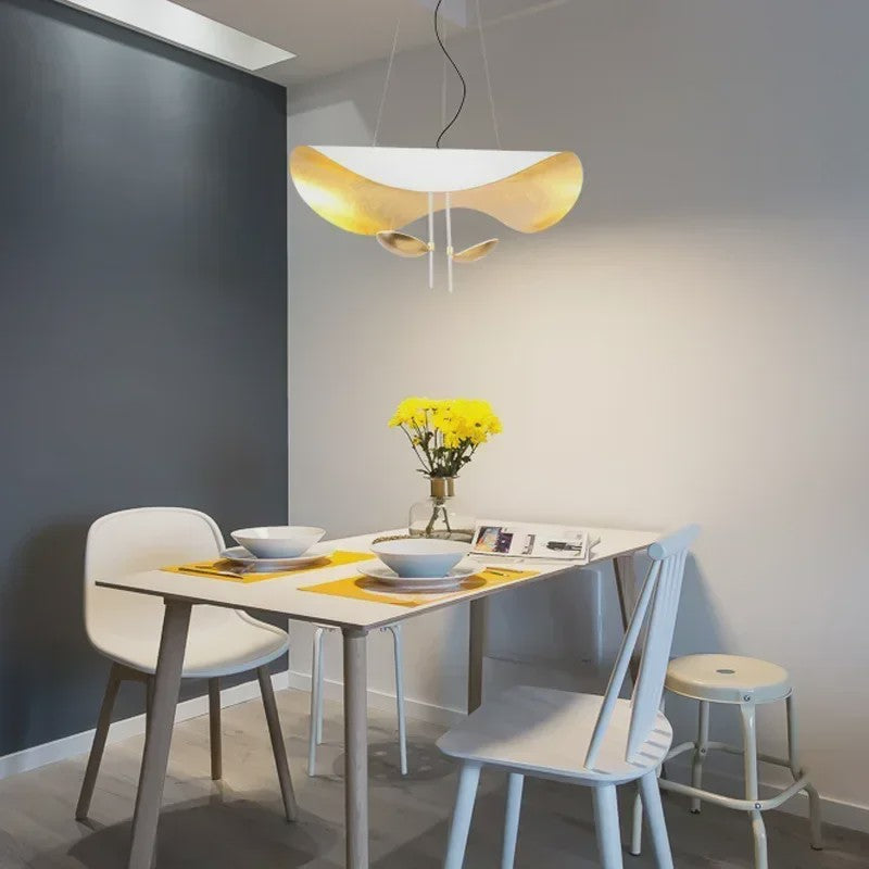 Moderne Lotusblad Hanglamp - LED, Metaal, Goud & Zwart/Wit